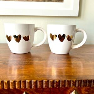 Gold Heart Coffee Mugs Set of 2
